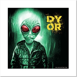 Funny Alien Red Eye Retro Sci Fi DYOR Posters and Art